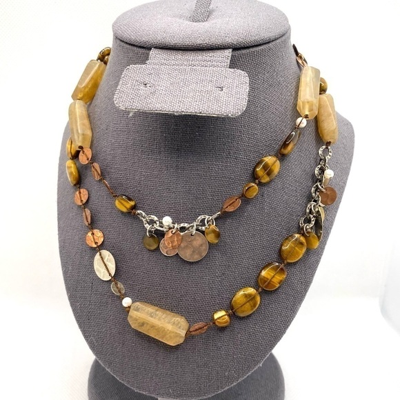 Silpada N1826 Sterling Silver Copper Charms Tiger Eye Quartz Pearl Neckl… - Picture 8 of 10